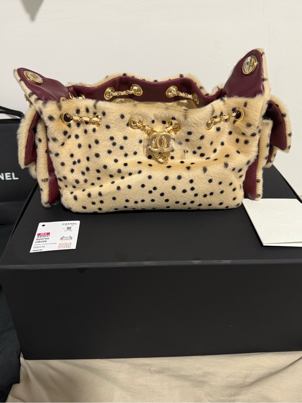 RARE Chanel 25 Dalmatian pony mini handbag